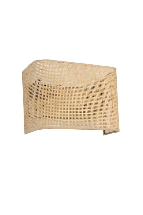 Opviq Lámpara de Pared Rectangular con Tapa de Bambú Trenzado Beige